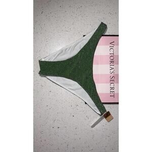 NWT PINK By Victoria's Secret Green Shimmer Brazilian Bikini Bottom Size M